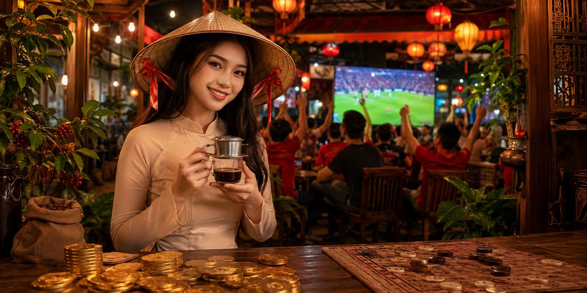 Người chơi Hà Nội thưởng thức game bài trực tuyến cùng nón lá truyền thống